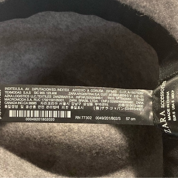 ZARA Sz S or 57 cms 100% Wool Hat Grey with Black Band Like New - Picture 9 of 14